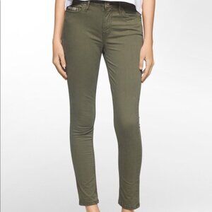 CALVIN KLEIN JEANS Khaki Green Twill Ankle Skinny Women's Size 28 Mid-Rise Pants